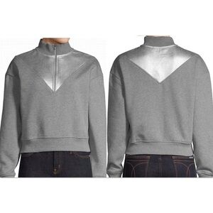 Highline Collective Half Zip Metallic Silver Accent Colorblock Sweatshirt